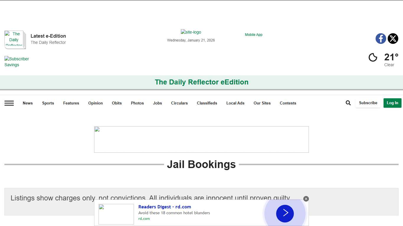 Jail Bookings | reflector.com